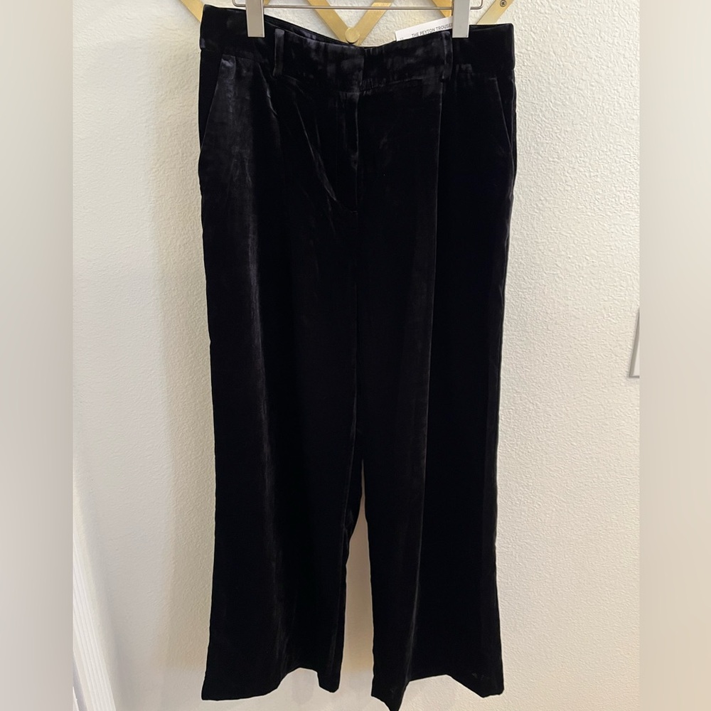 NWT Loft Peyton Velvet Trousers Black Wide Leg 10 - Picture 3 of 11